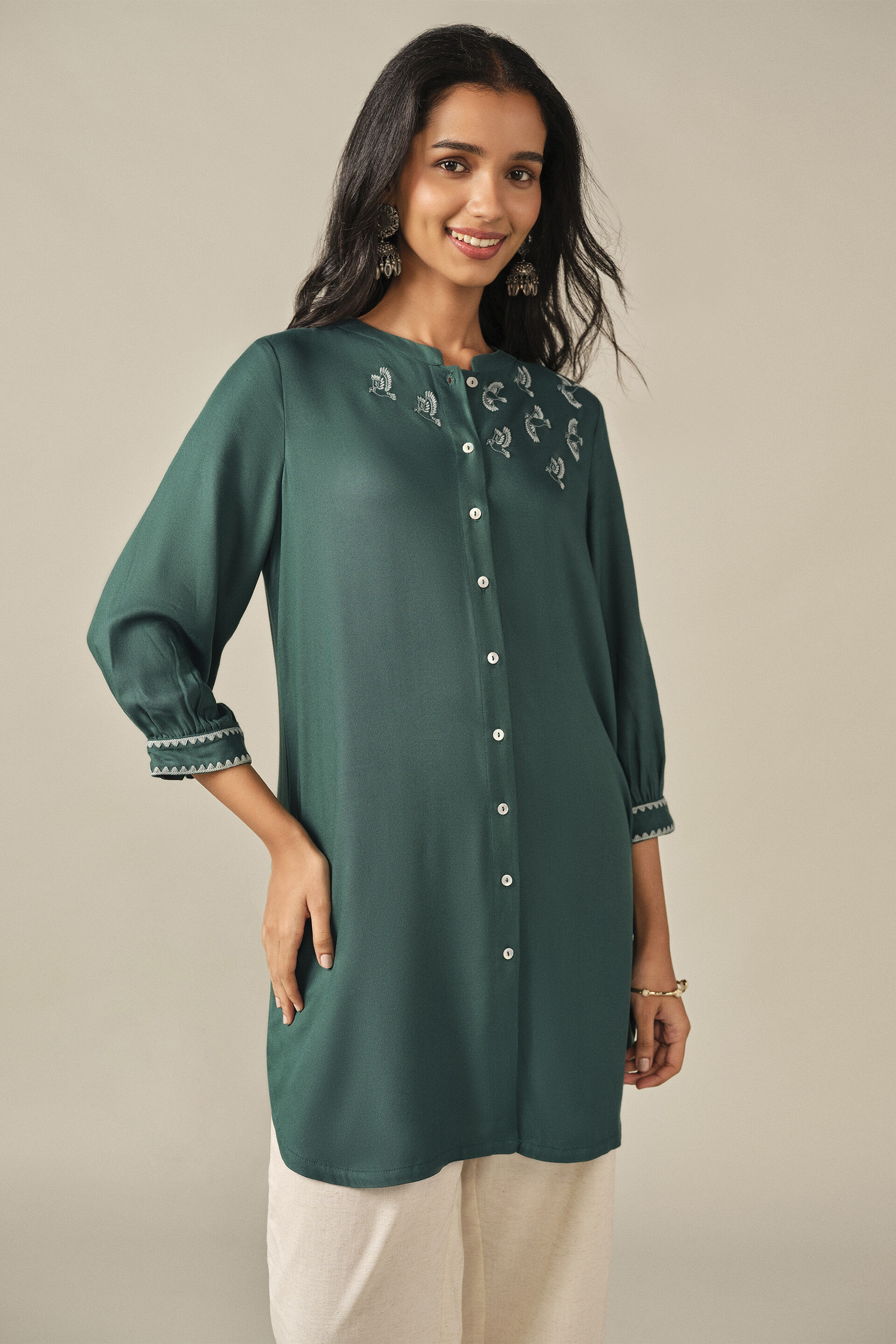 Embroidered Tunic in Teal